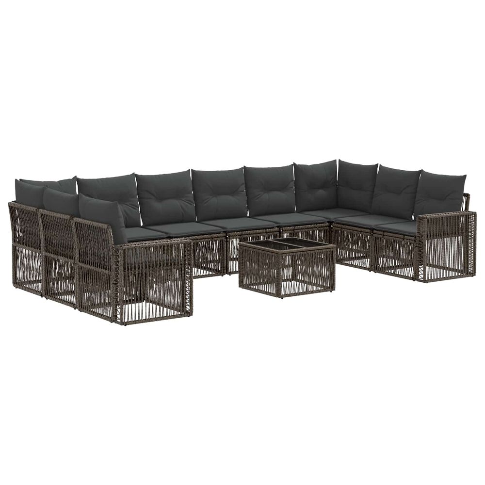 Ensemble de canapé de jardin 11 pc gris et gris foncé polyrotin