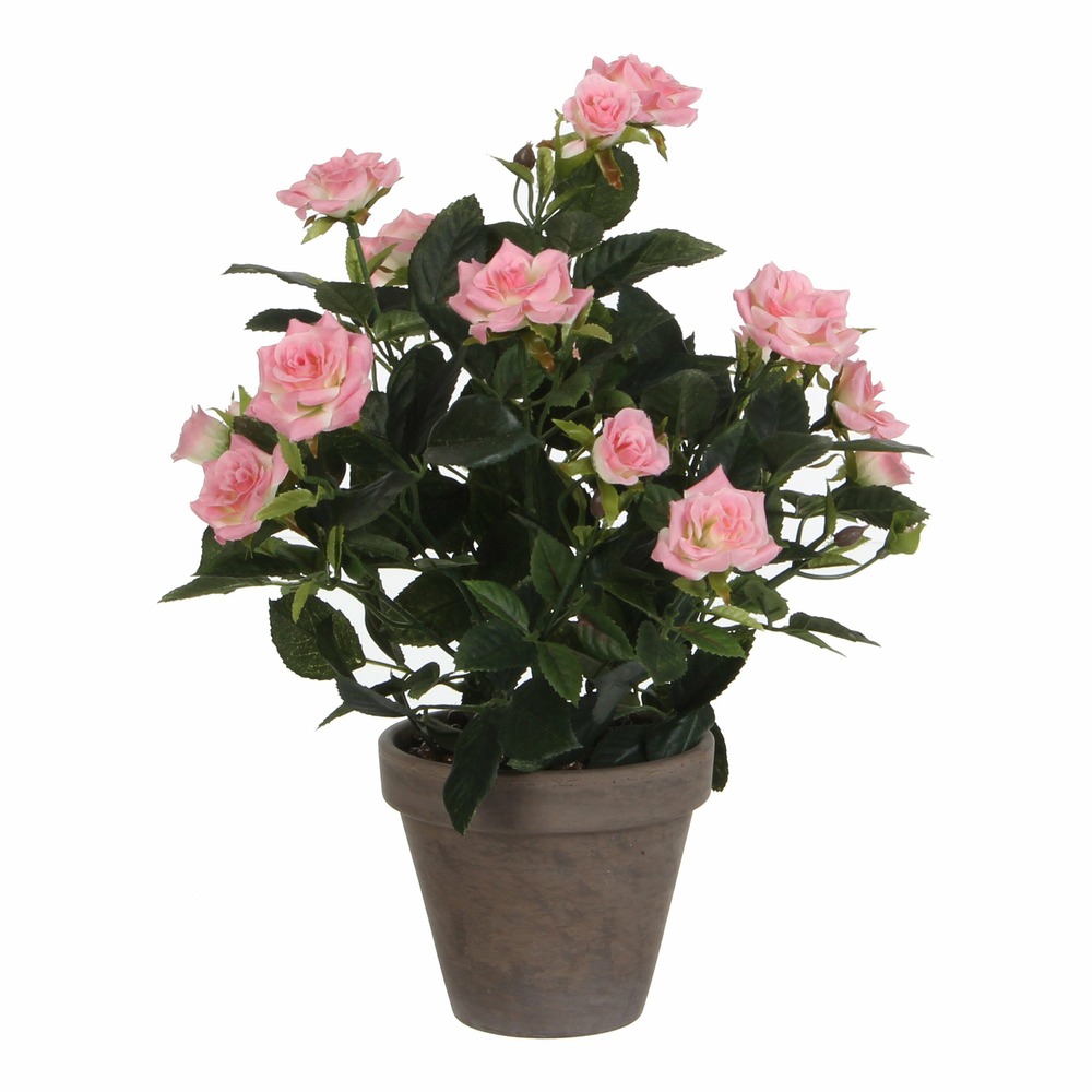 Mica decorations plante artificielle rosier - h33 x ø25 cm - rose