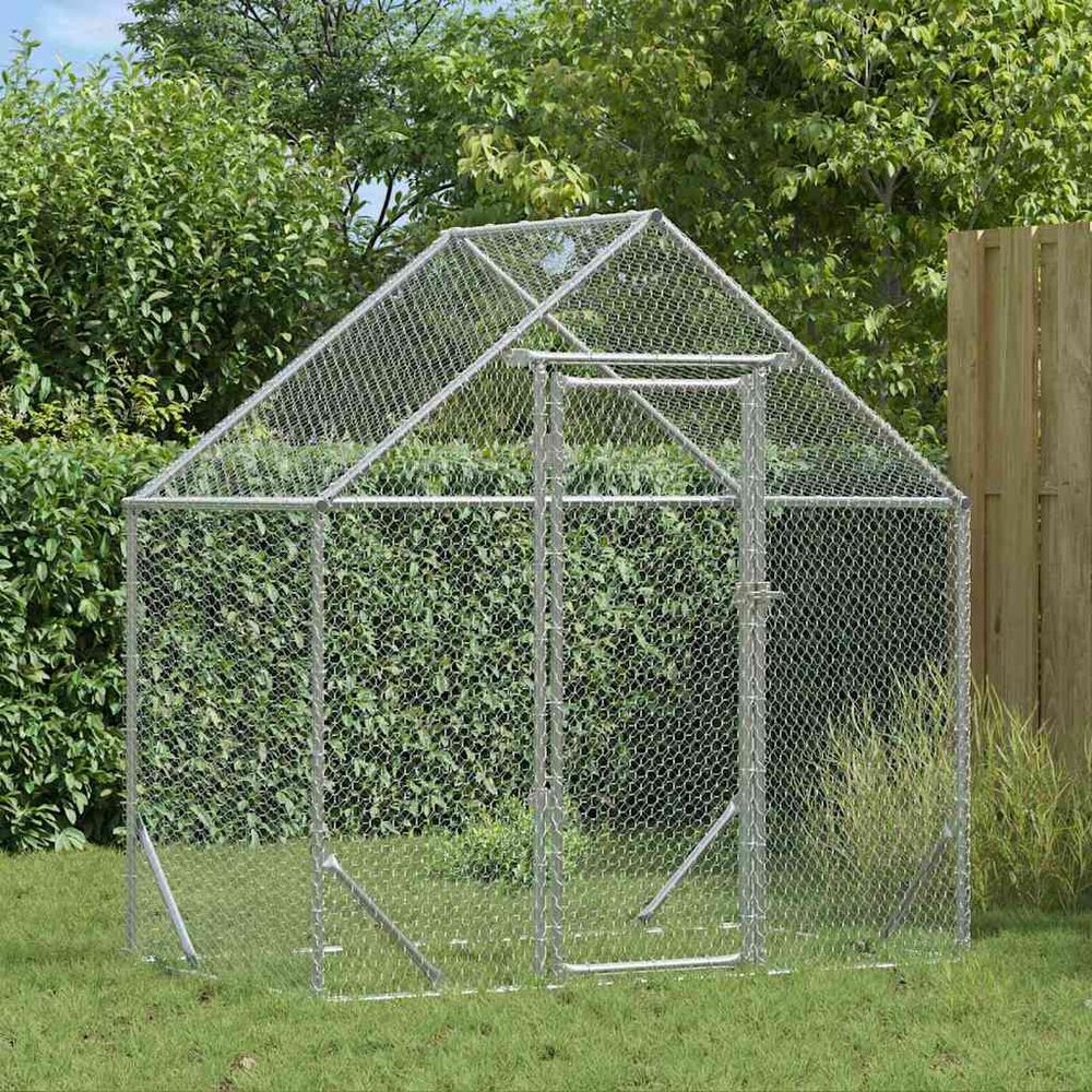 Volière extérieure acier galvanisé style industriel jardin 170x100cm