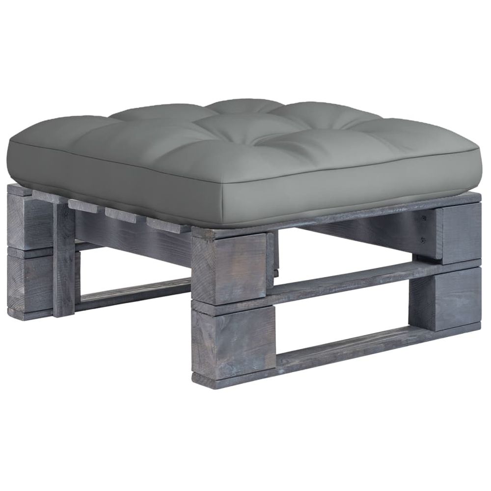 Pouf palette de jardin bois de pin imprégné de gris