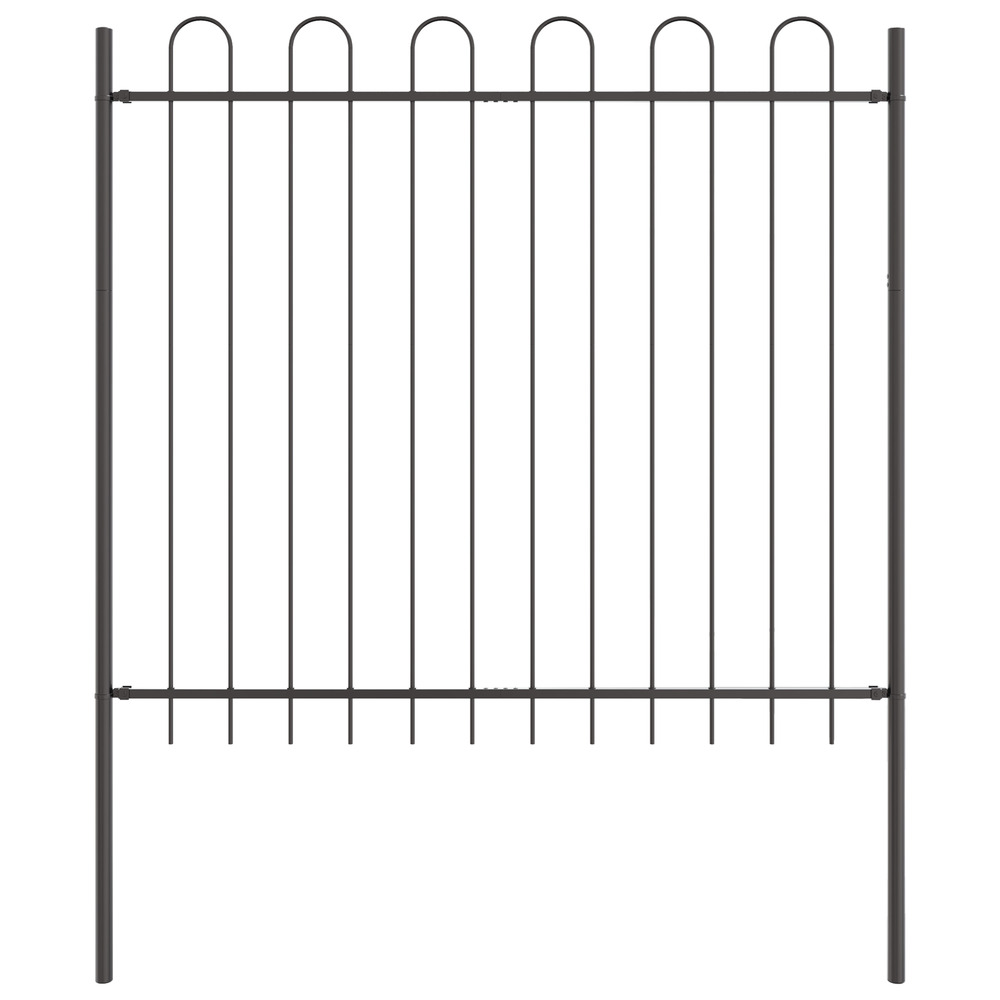 Clôture de jardin avec sommet en arc gris 1,7x1,5 m acier