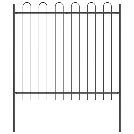 Clôture de jardin avec sommet en arc gris 1,7x1,5 m acier