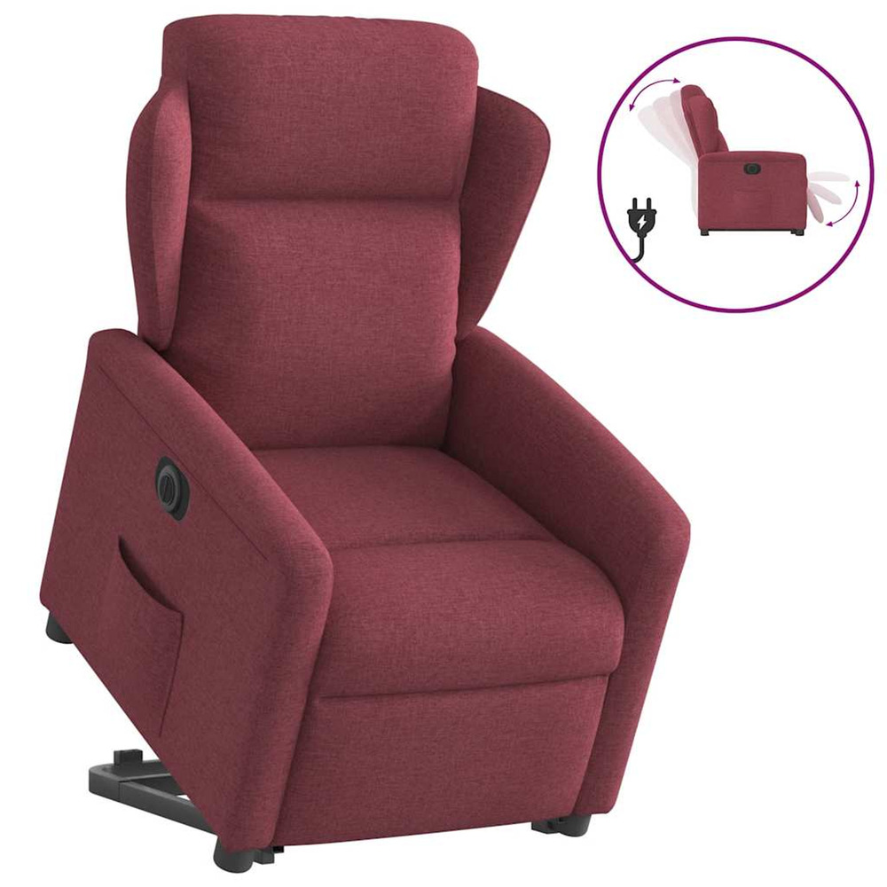 Fauteuil inclinable électrique rouge bordeaux tissu