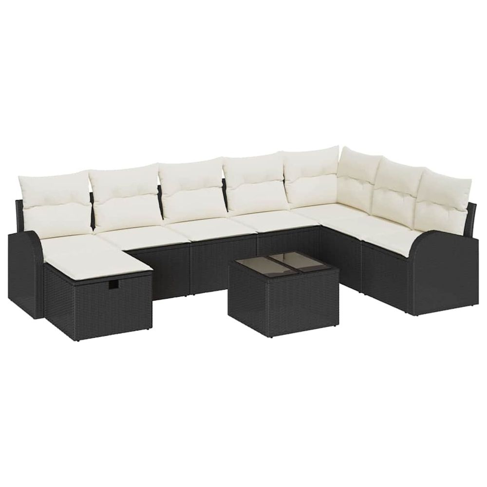 Ensemble de canapé de jardin 9 pc noir polyrotin