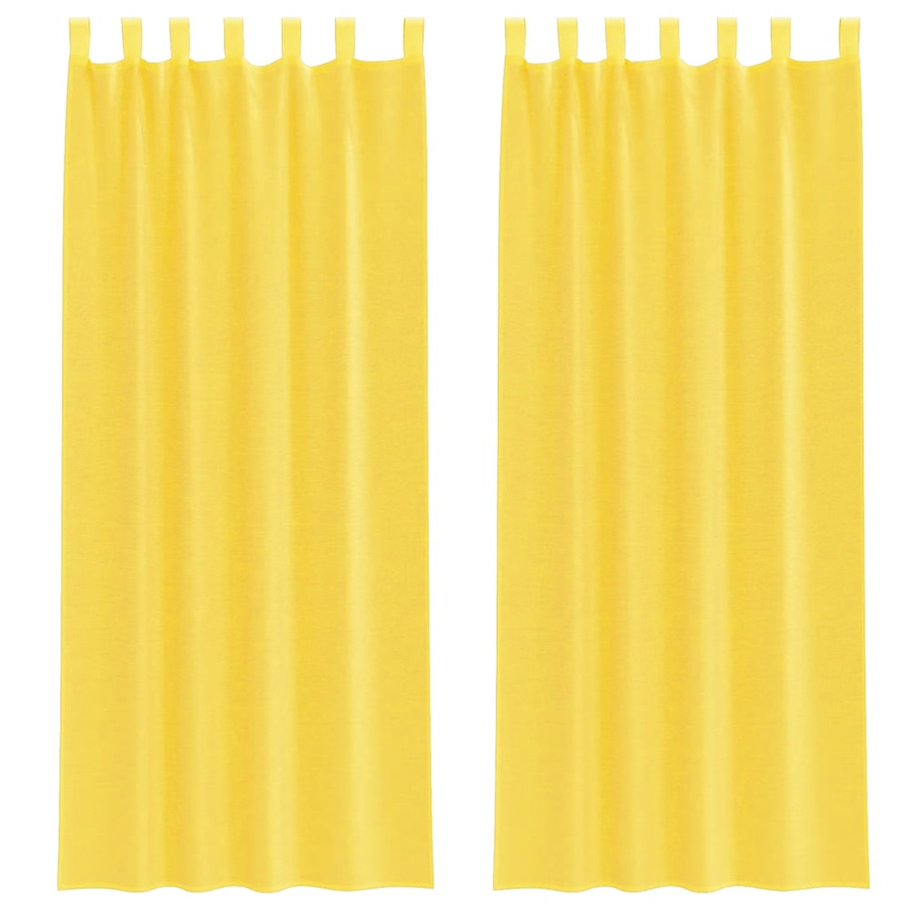 Rideaux en voile avec boucles 2 pcs jaune 140x260 cm