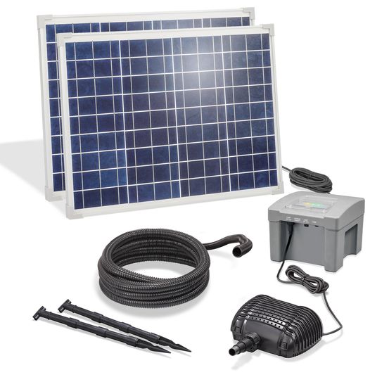 Kit pompe bassin solaire avec batterie : cascade 1900l - 50w