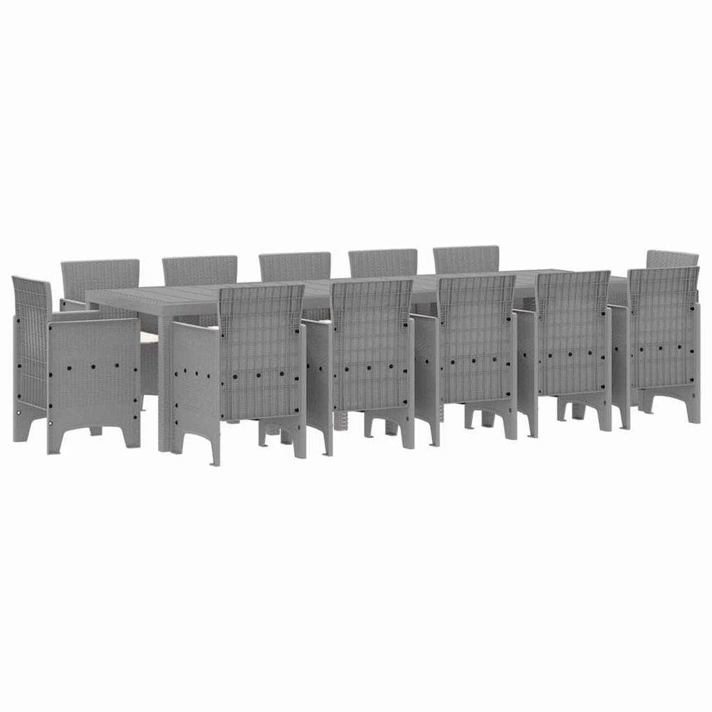 Ensemble de salle à manger pour jardin 13 pc gris polyrotin