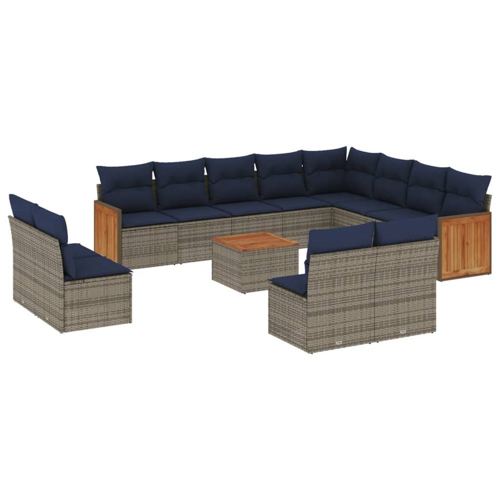 Ensemble de canapé de jardin 13 pcs avec coussins gris