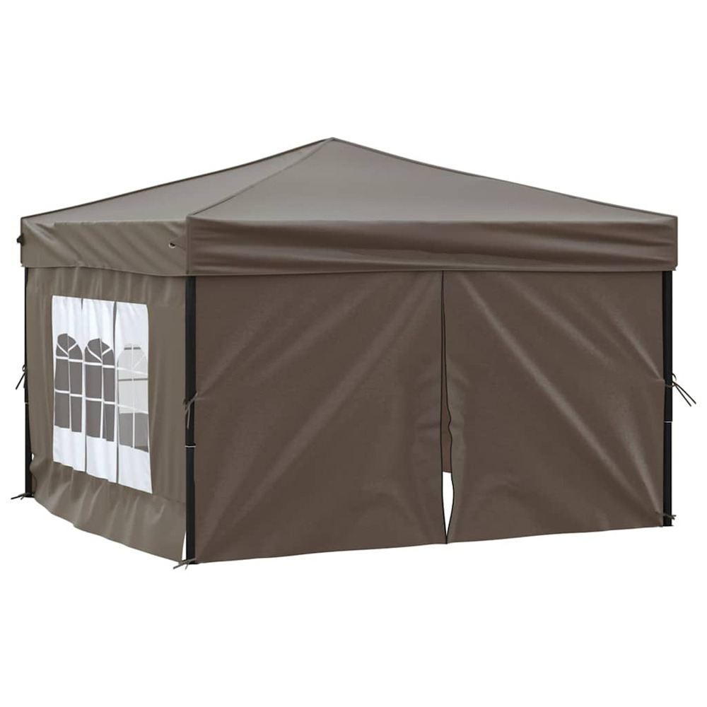 Tente de réception pliable avec parois taupe 3x3 m