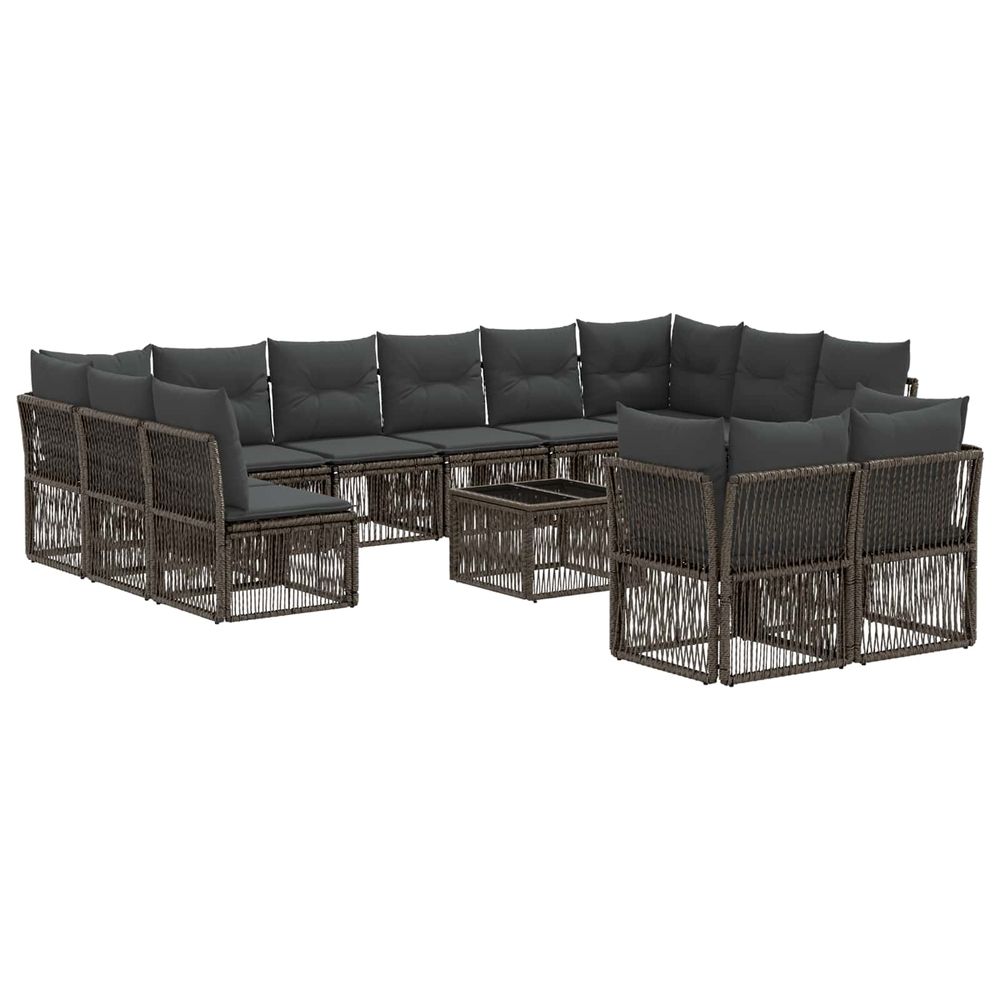 Ensemble de canapé de jardin 13 pc gris polyrotin