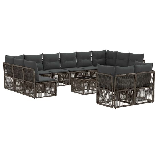 Ensemble de canapé de jardin 13 pc gris polyrotin