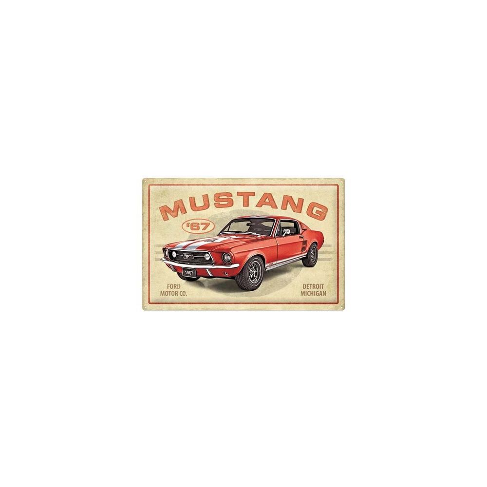 Plaque décorative en métal en relief 40 x 60 cm ford mustang gt 1967