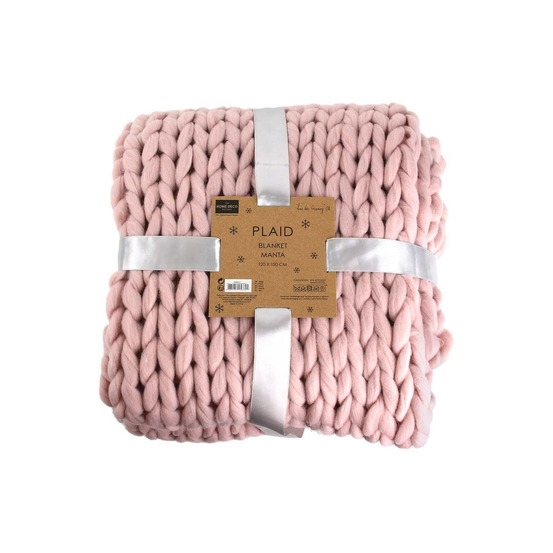 Plaid grosses mailles chunky 120 x 150 cm rose