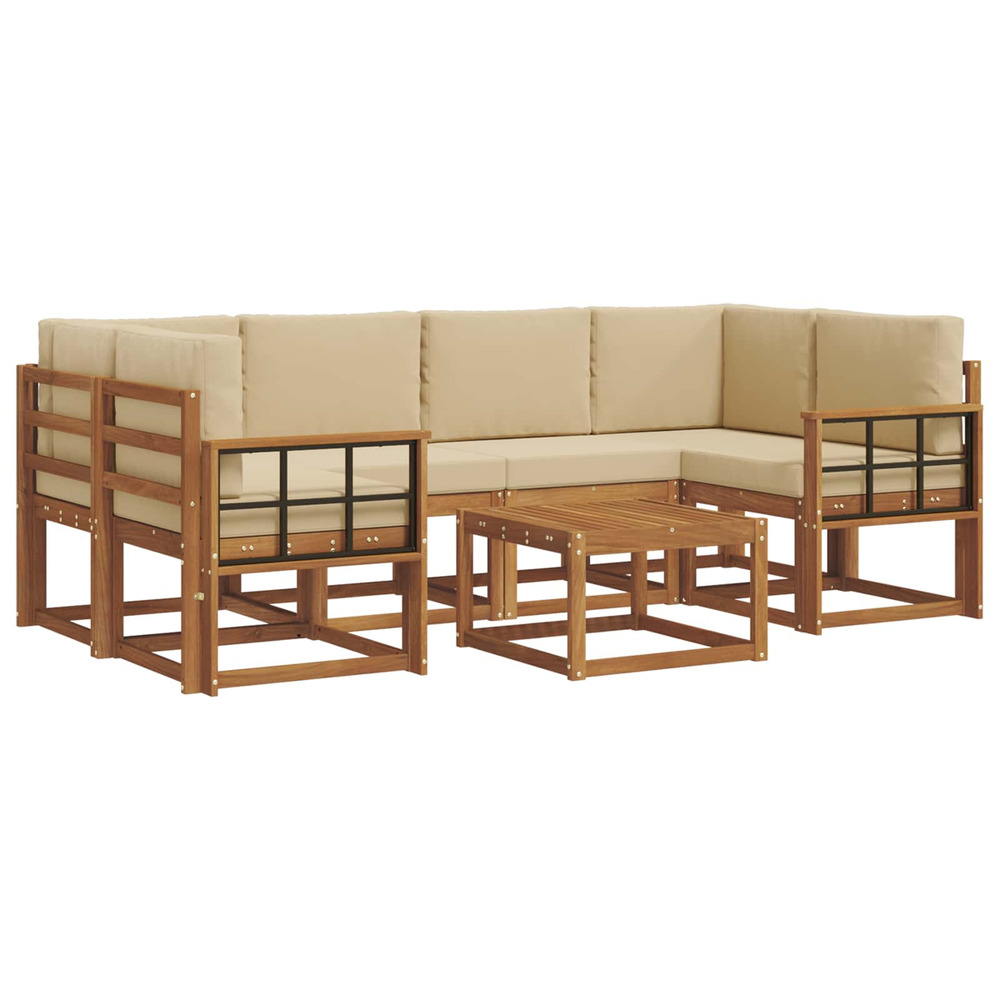 Ensemble de canapés d'extérieur 7 pcs naturel et beige
