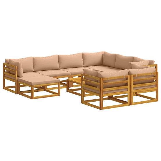 Ensemble de canapés 10 pc naturel bois d'acacia massif