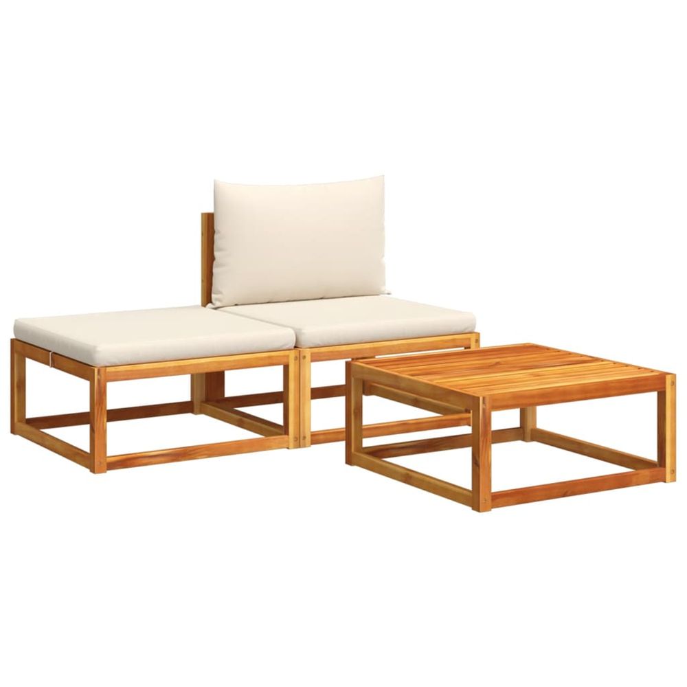 Ensemble de canapés de jardin 3 pièces avec coussins en bois d'acacia et rotin