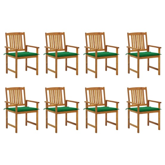 Chaises de jardin avec coussins lot de 8 bois d'acacia solide