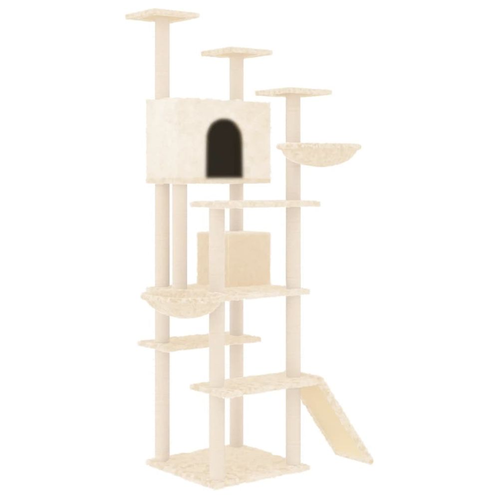 Arbre à chat avec griffoirs en sisal crème 191 cm