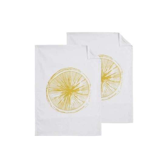 Torchon de cuisine en coton citron (lot de 2)