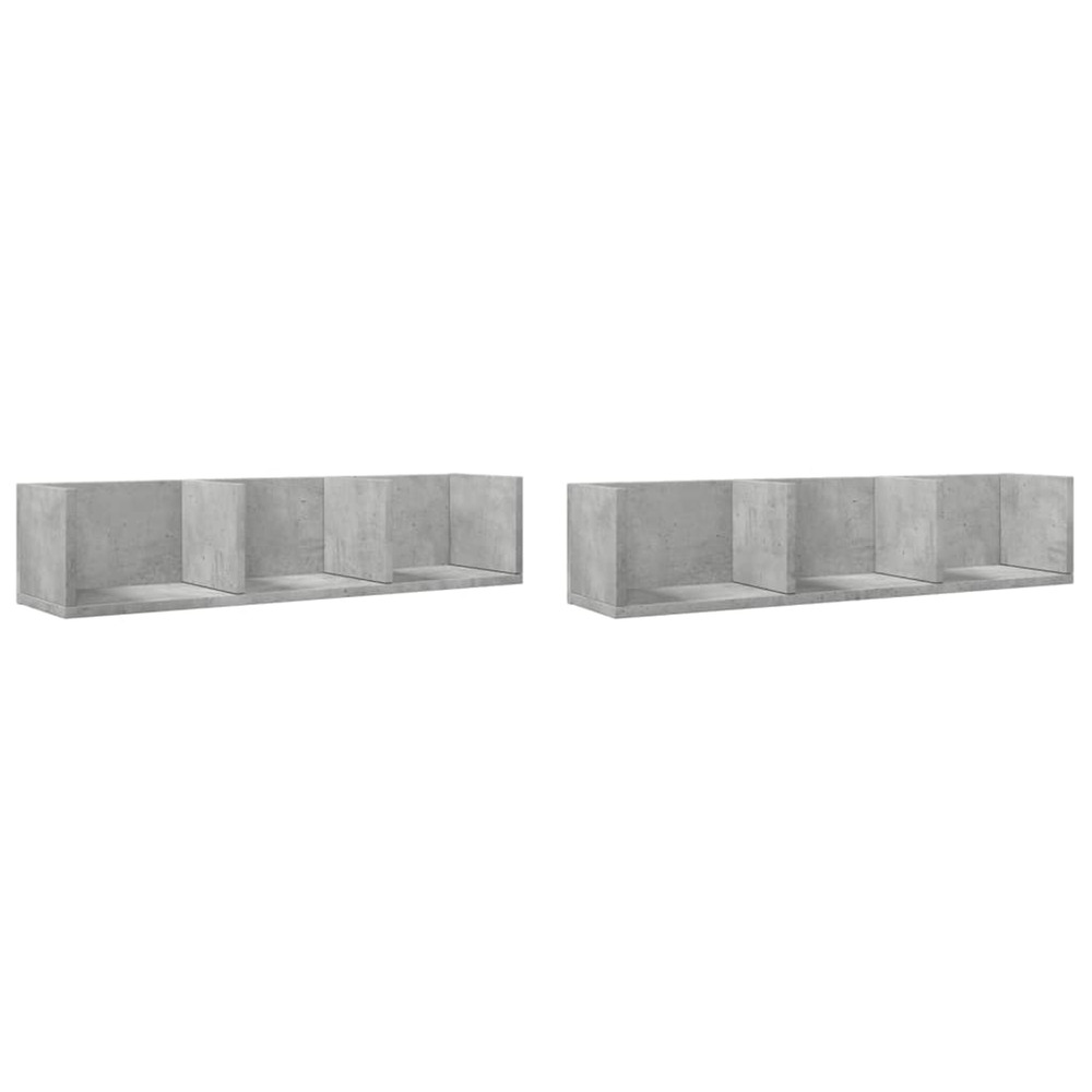 Armoires murales 2pcs gris béton 75x18x16,5cm bois d'ingénierie