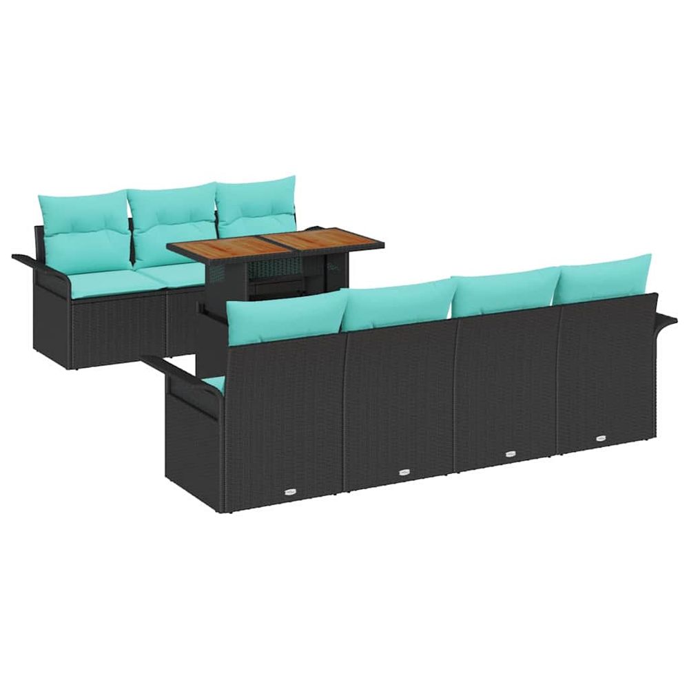Ensemble de canapé de jardin 8 pc noir poly rotin