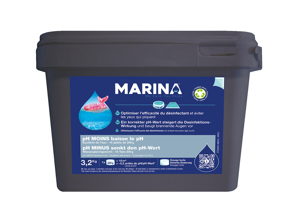 Ph moins galets pré-dosés pour 10 m³ 3,2 kg