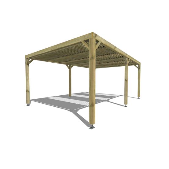 Pergola bois • 6m x 4m • indépendante • sens profondeur • lames orientables bioclimatiques incluses • livraison comprise