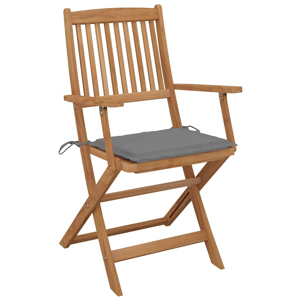 Chaises pliables de jardin lot de 4 avec coussins bois d'acacia