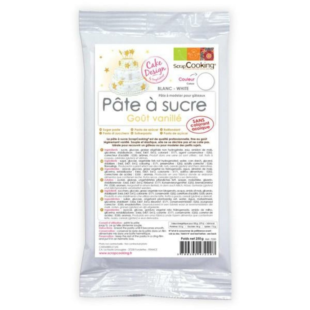 Pâte à sucre blanche arôme vanille - 250 g