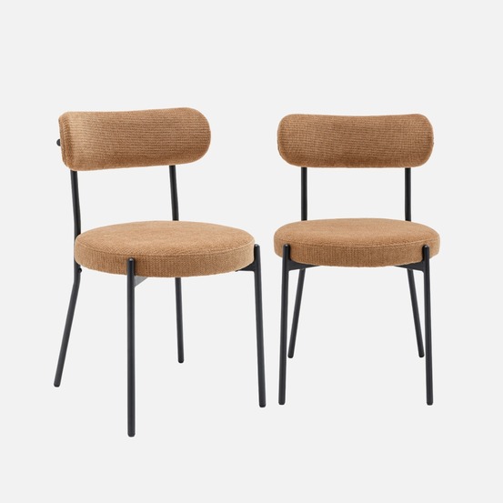 Lot de deux chaises métal et tissu chenille l 47 x p 49 x h 76,5cm - livia