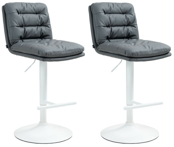 Lot de 2 tabourets de bar damar simili cuir blanc