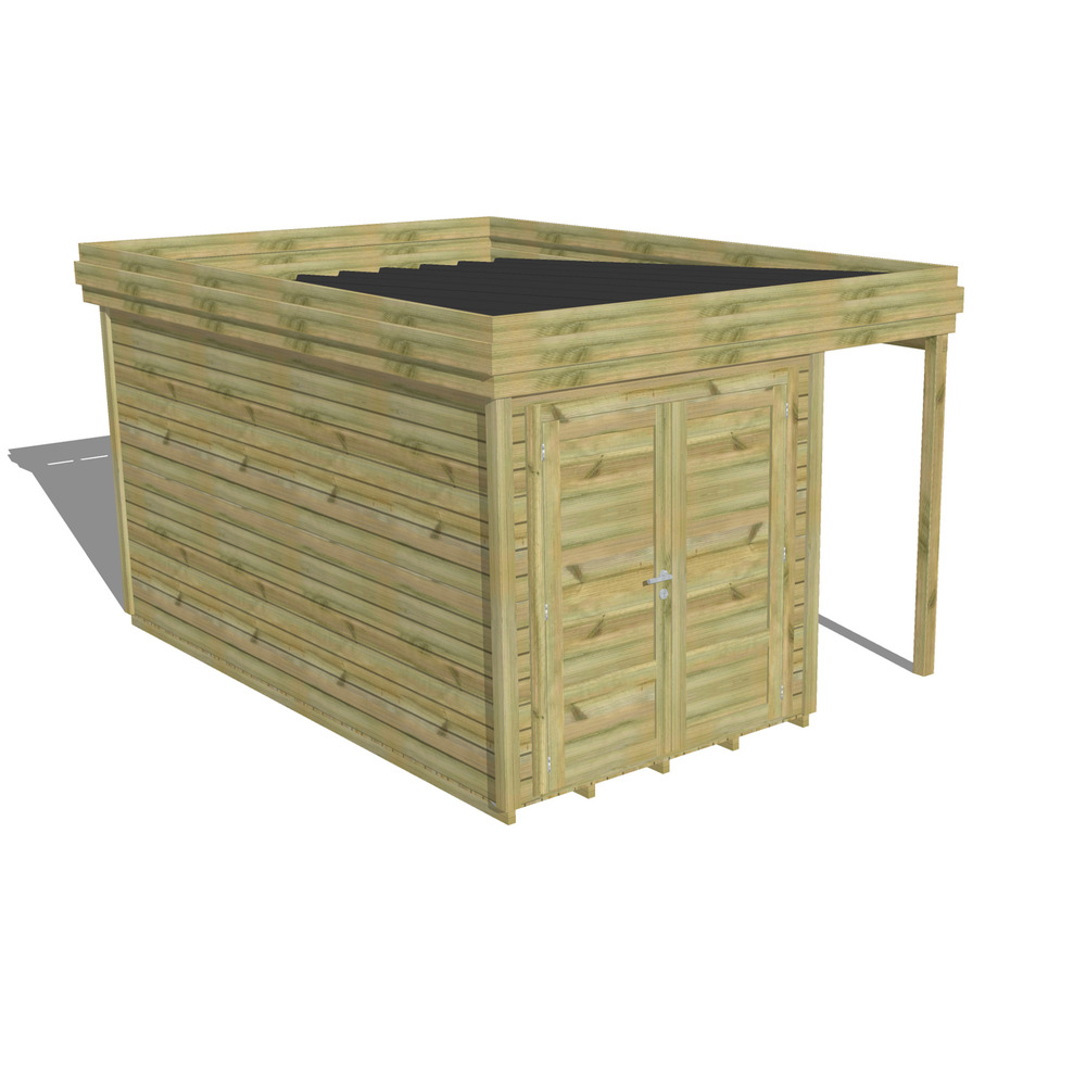Abri de jardin bois pin traité autoclave 27mm - 3,14x4,34m / 14m2 - bac acier - plancher bois