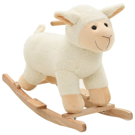 Mouton à bascule peluche 78x34x58 cm blanc