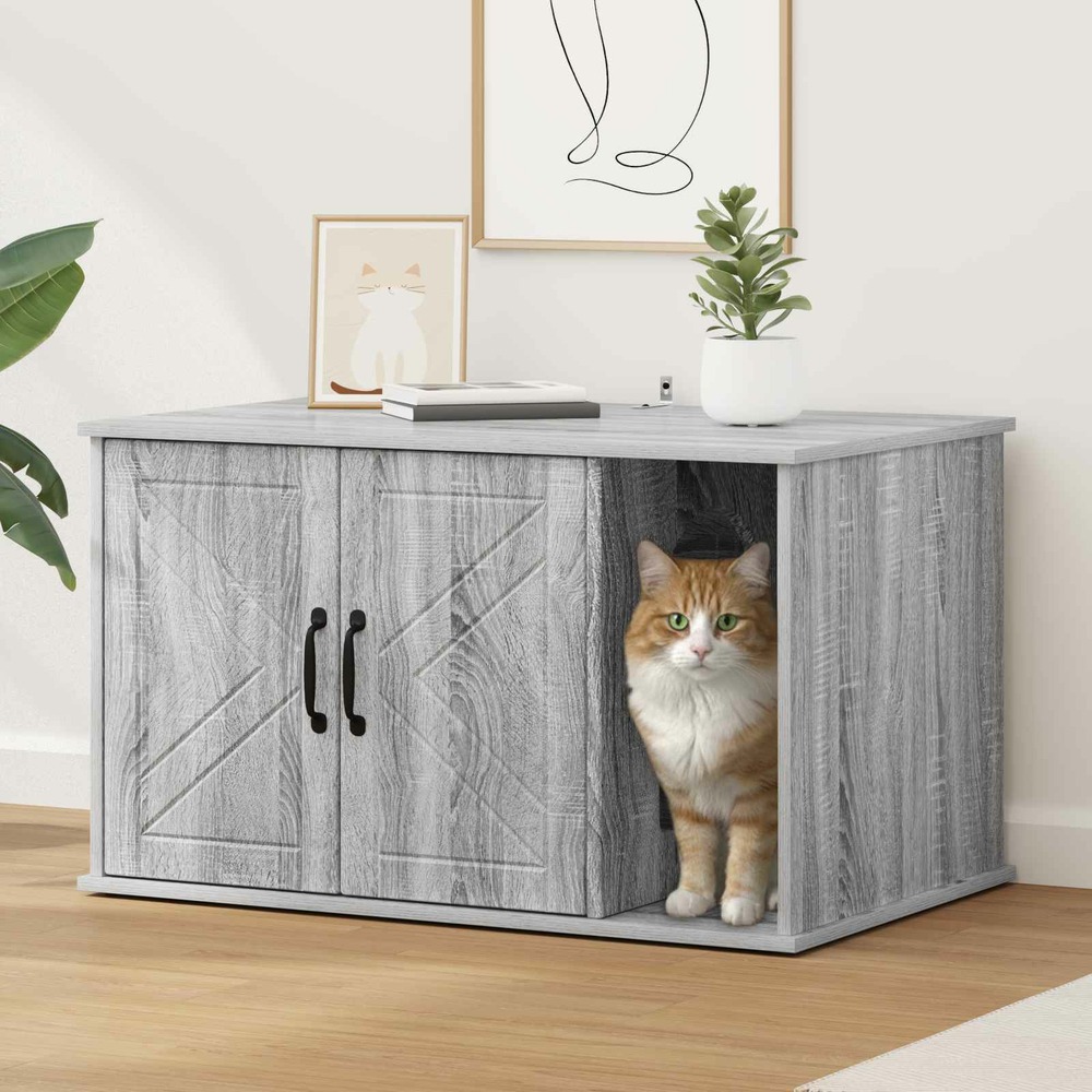 Maison pour chat gris sonoma 85 x 55 x 50 cm bois d'ingénierie