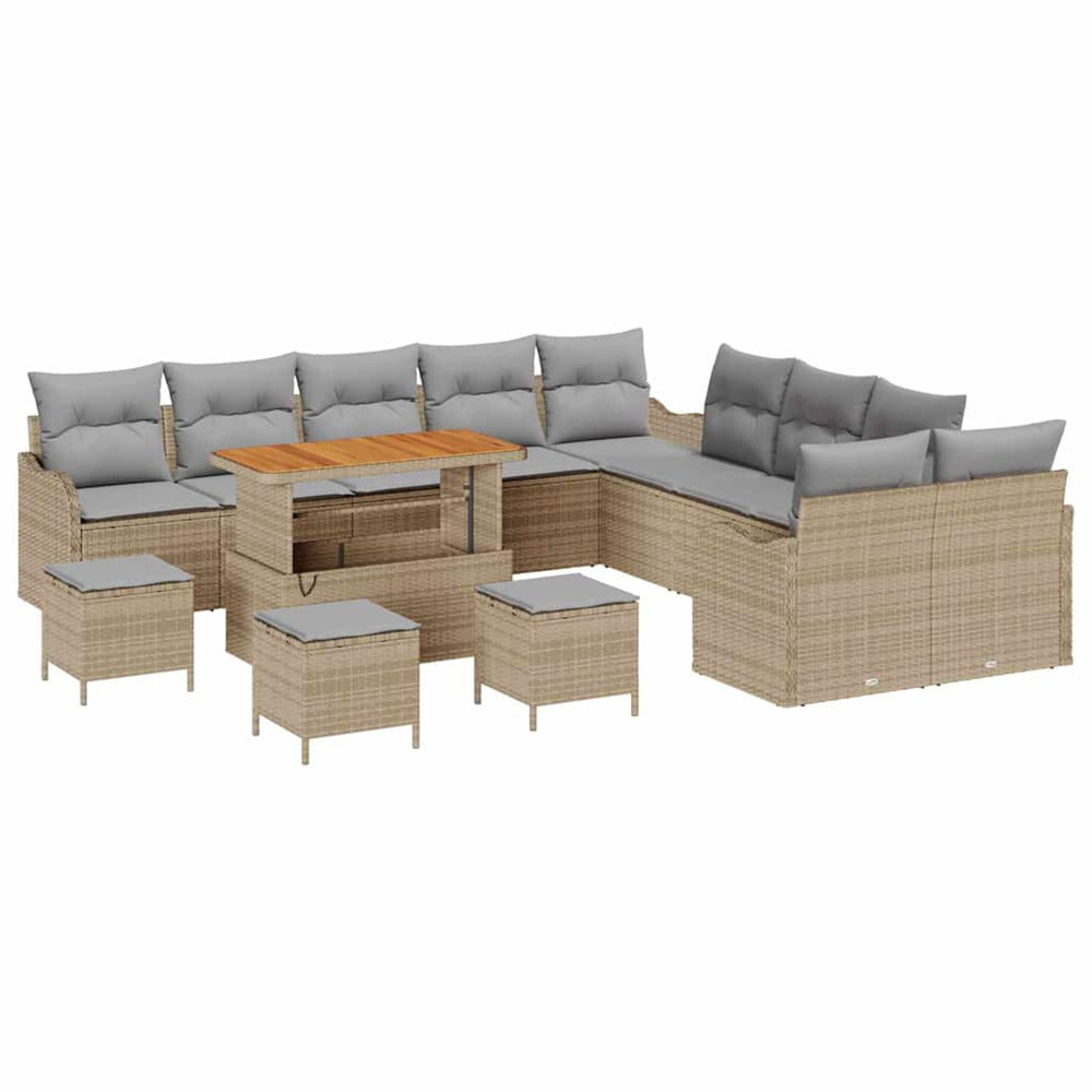 Ensemble de canapé de jardin 14 pcs beige et gris clair