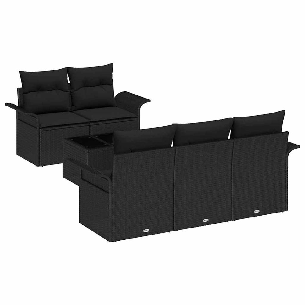 Ensemble de canapé de jardin 6 pc 5-nombre de places noir