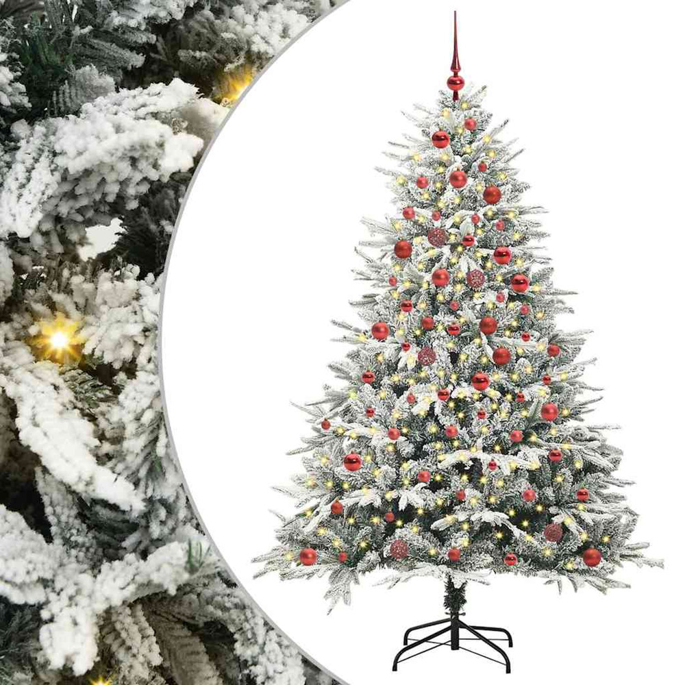 Sapin de noël artificiel pré-éclairé avec set de boules 180 cm