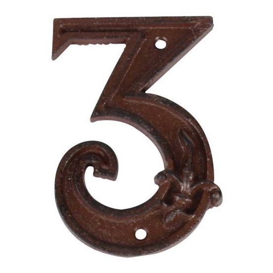 Numéro de maison en fonte chiffre 3