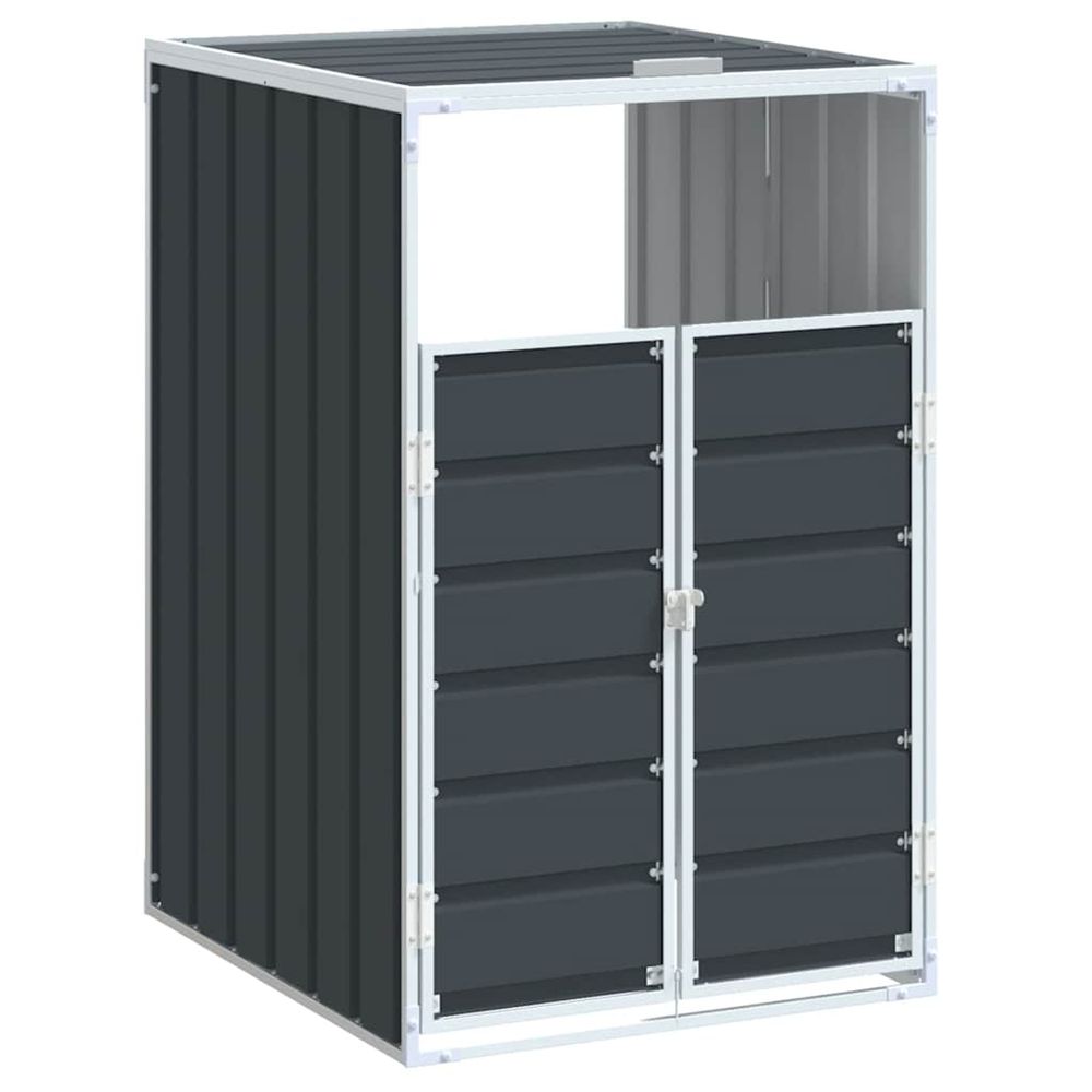 Rangement à roulettes pour poubelles pour bac unique acier
