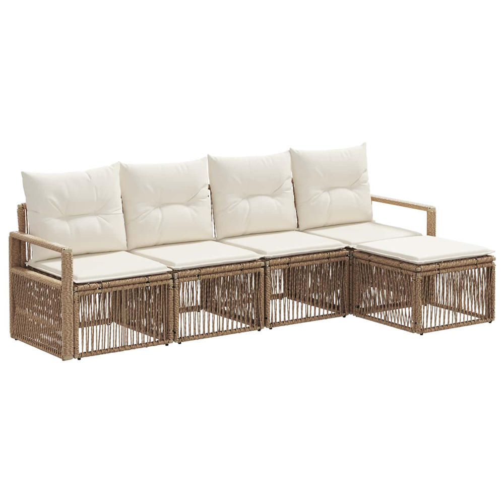 Ensemble de canapé de jardin 4 pcs beige polyrotin