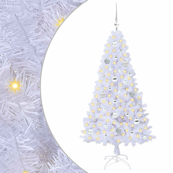 Sapin de noël artificiel avec 150 led blanc 150 cm pvc et acier