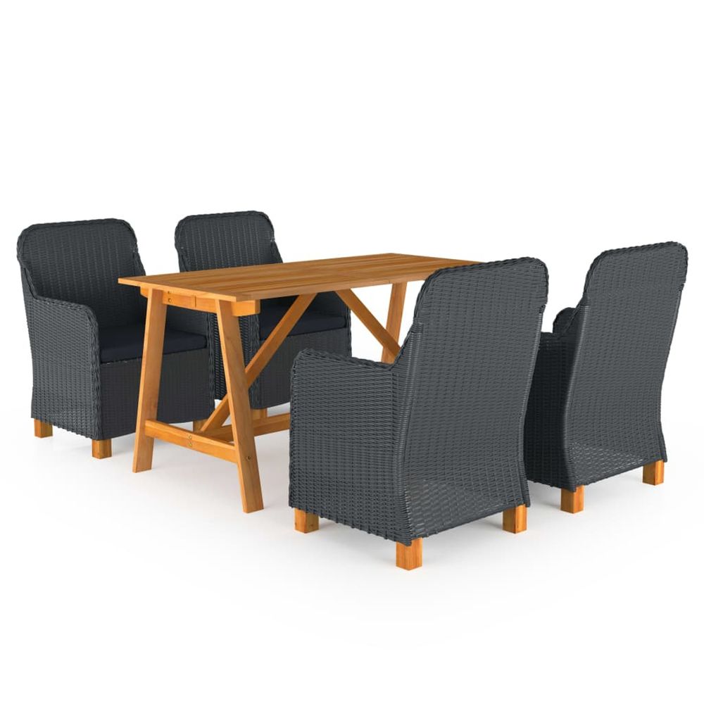 Ensemble à manger de jardin 5 pcs gris foncé