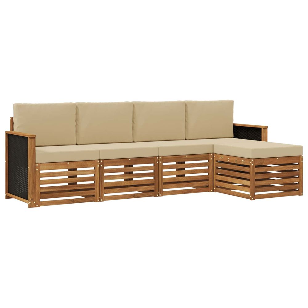 Ensemble de canapés d'extérieur 5 pc naturel et beige