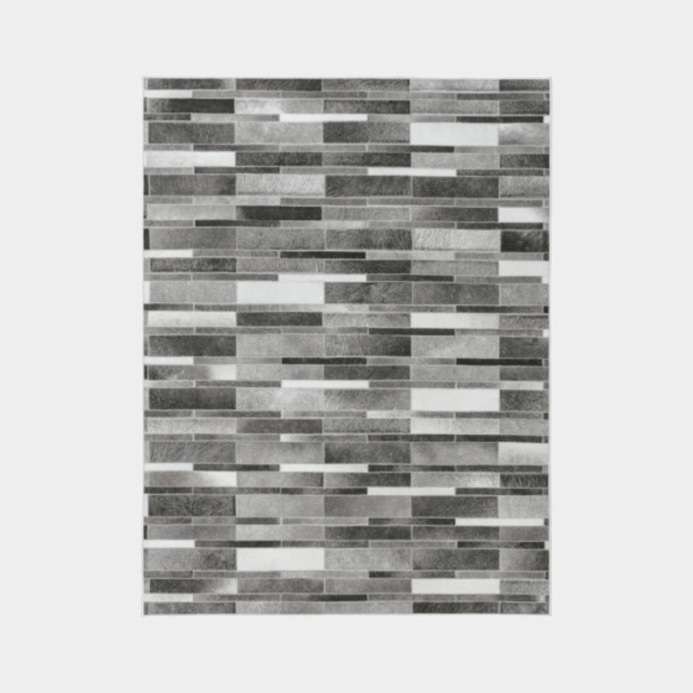 Tapis toucher soft - imprimé peau de vache - parement gris - 60 x 90 cm