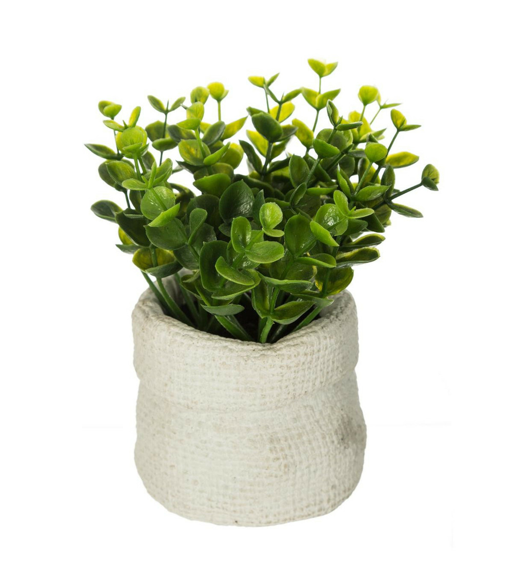 Plante verte artificielle en pot forme sac