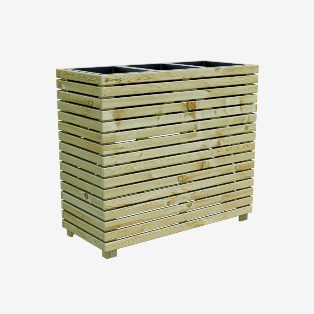 Jardinière en bois 3 pots 90 x 39,4 x 80 cm horizon