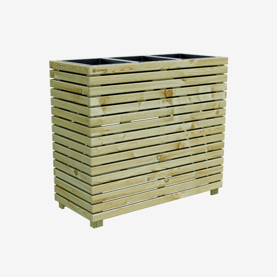 Jardinière en bois 3 pots 90 x 39,4 x 80 cm horizon