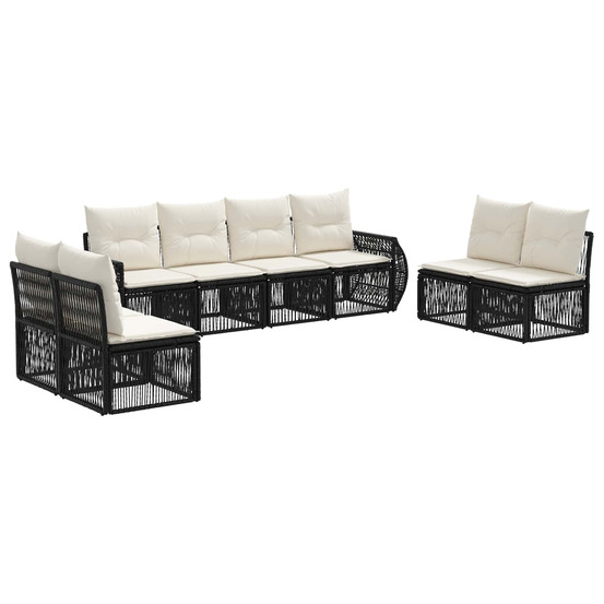 Ensemble de canapé de jardin 8 pcs noir et blanc crème