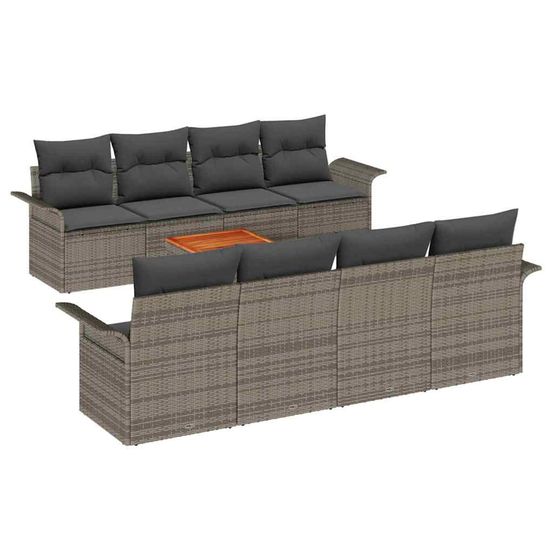 Ensemble de canapé de jardin 9 pièces gris polyrotin