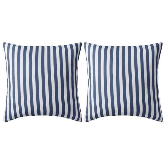 Oreiller d'extérieur lot de 2 impression rayure 45 x 45 cm bleu